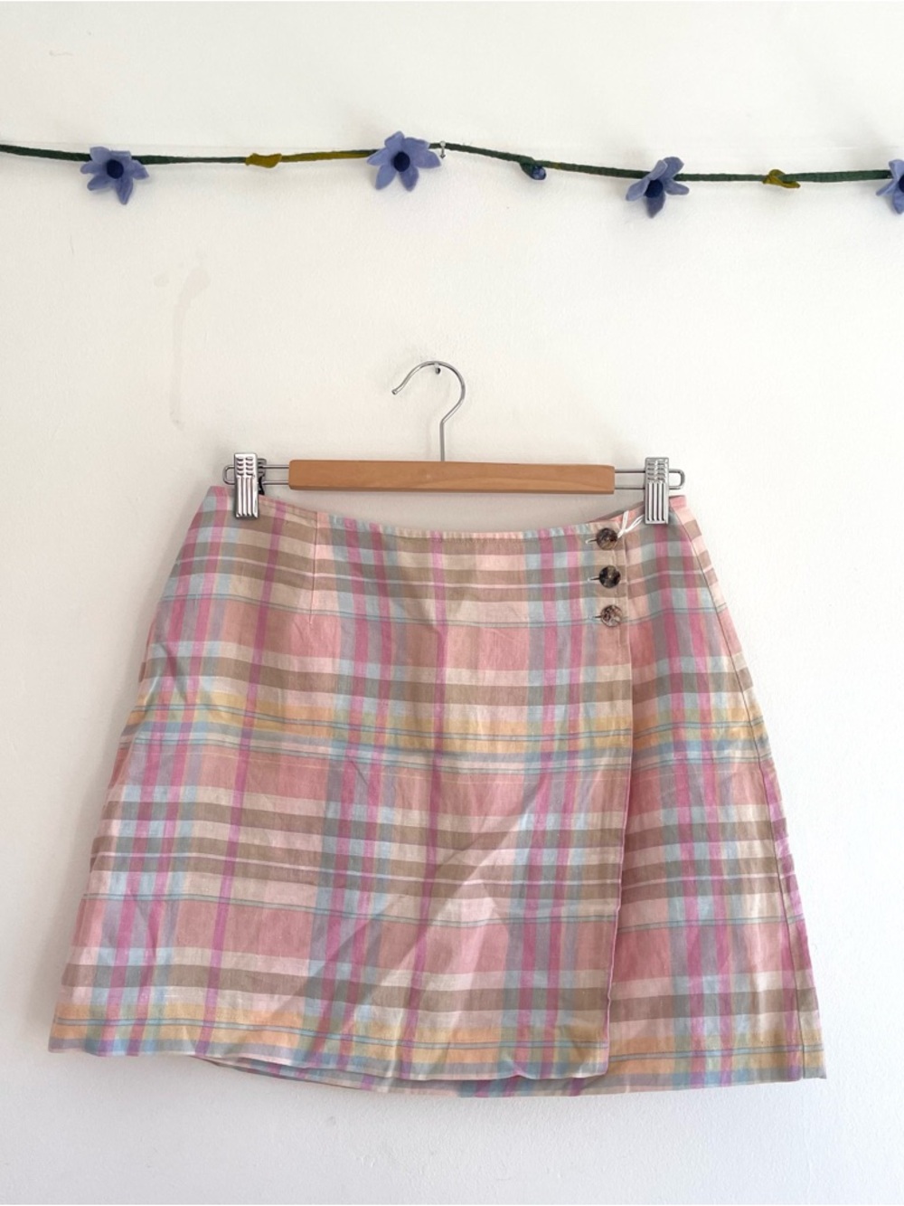 Vintage 100% Linen Mini Wrap Skirt
